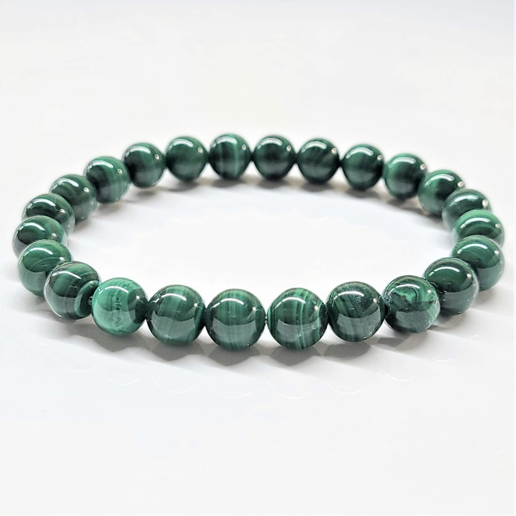 Natural Malachite Round Bead Bracelet - Abundant Love