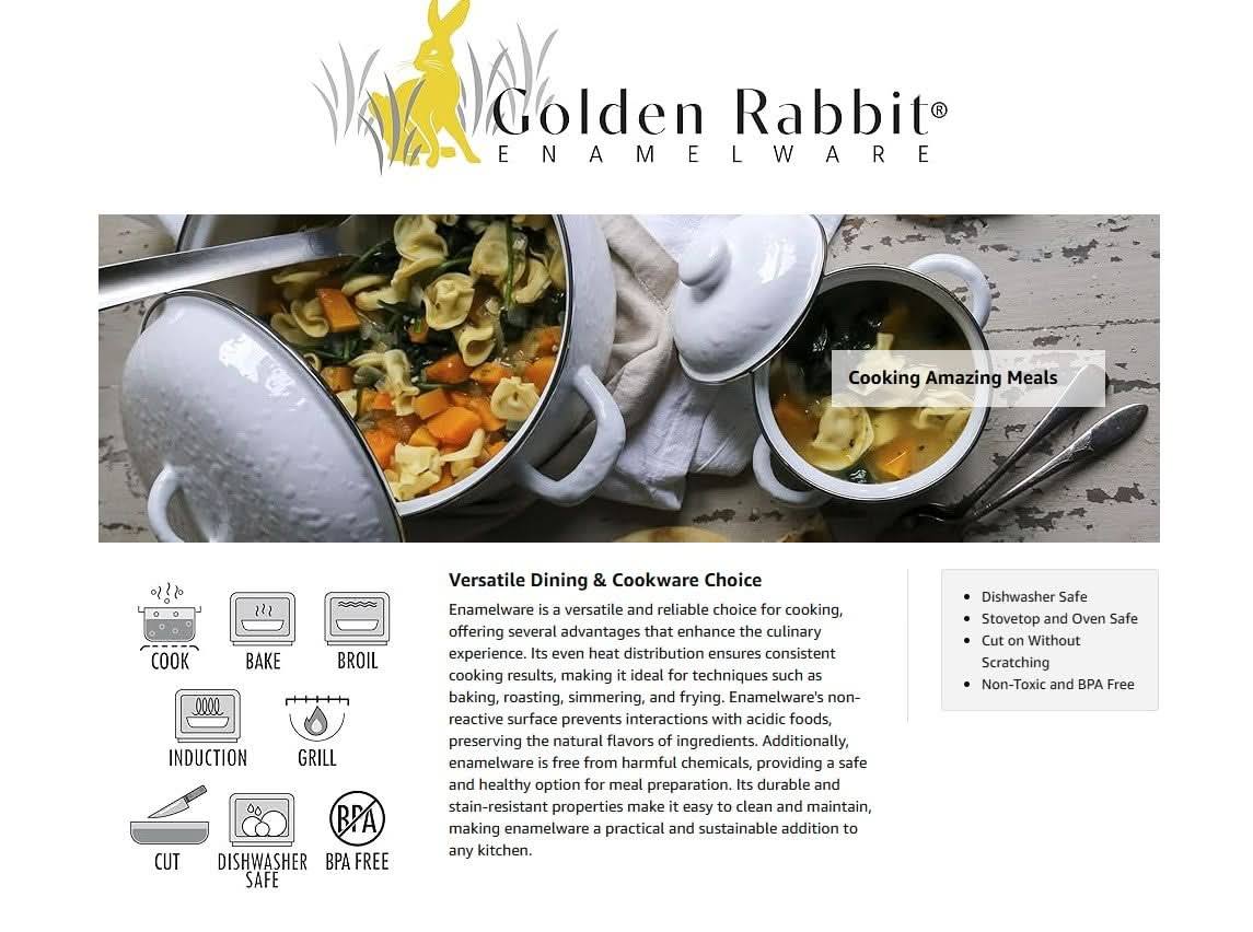 Golden Rabbit Enamelware Modern Monet Large Tray