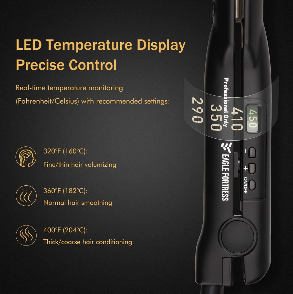 Eagle Fortress Ceramic Hair Straightener (Black)