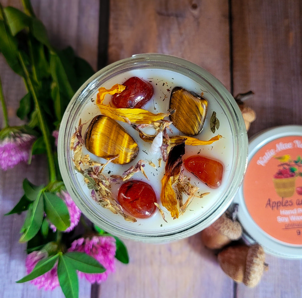 Mabon Ritual Candle – Apple & Oak Soy Candle for Autumn Equinox, Gratitude & Grounding