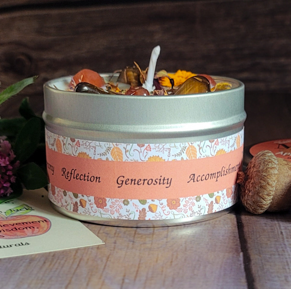 Mabon Ritual Candle – Apple & Oak Soy Candle for Autumn Equinox, Gratitude & Grounding