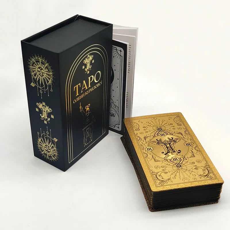 Exquisite Gold Foil Tarot Waterproof Divination Cards Astrological Board Games With Booklet In Ukrainian Language