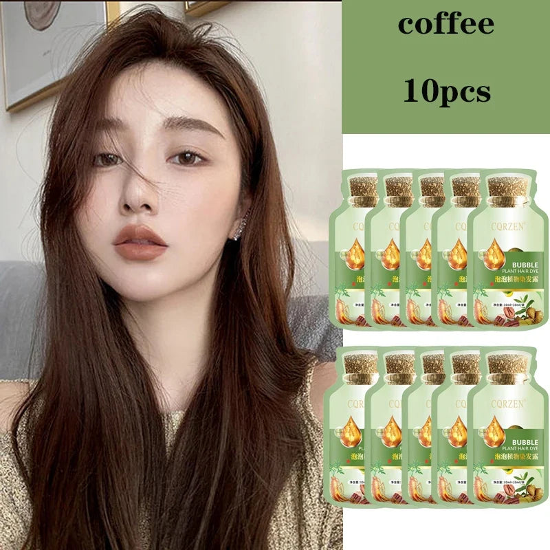 Pure Natural Herbal Hair Dye Shampoo Change Hair Color Cover Gray Hair White Hair Treatment Bubble Plant Hair Dye Hair Care