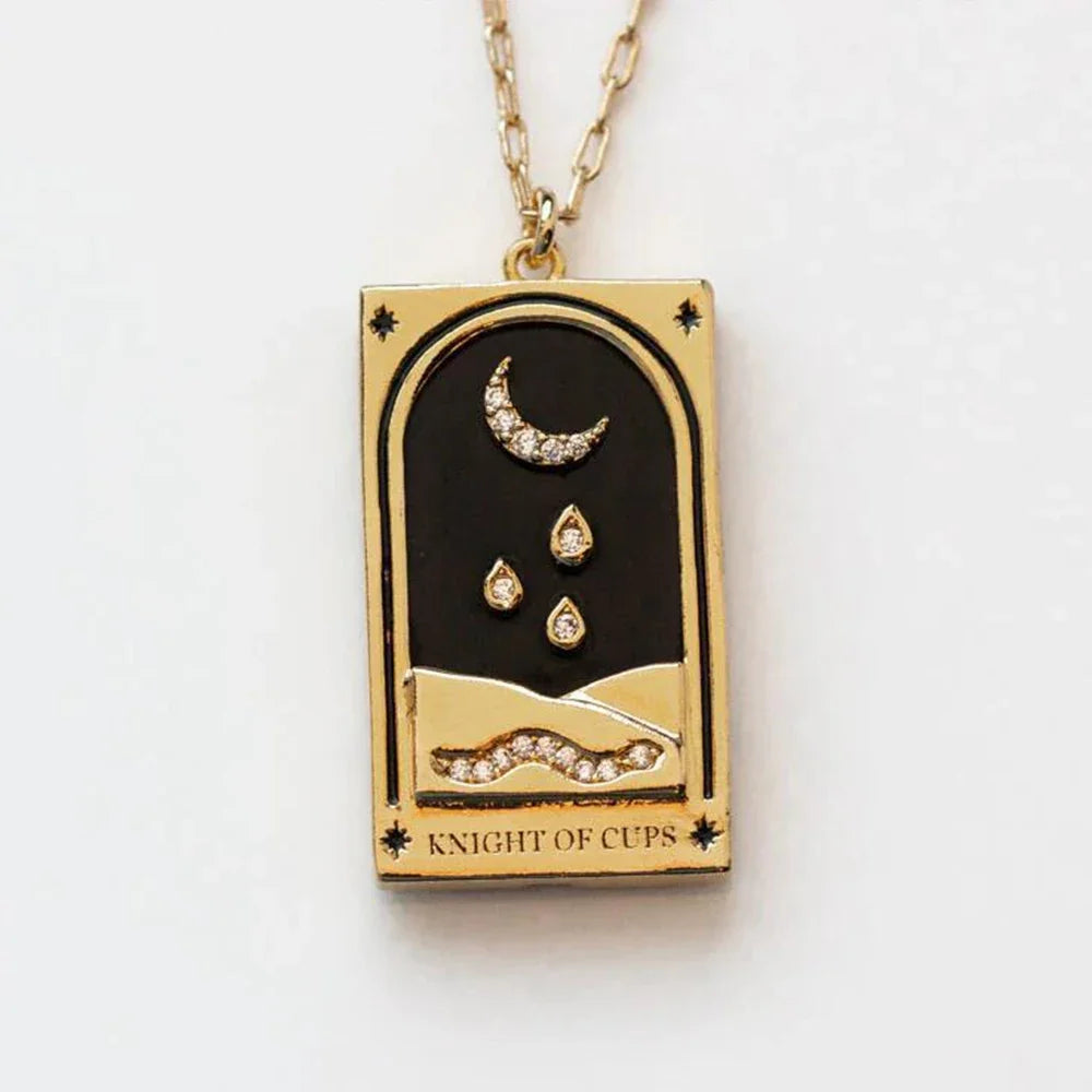 1Pcs Necklace Creative Pendant Tarot Card Elements Sun Star Moon Knight Necklace Pendant Fashion Trendy Accessories