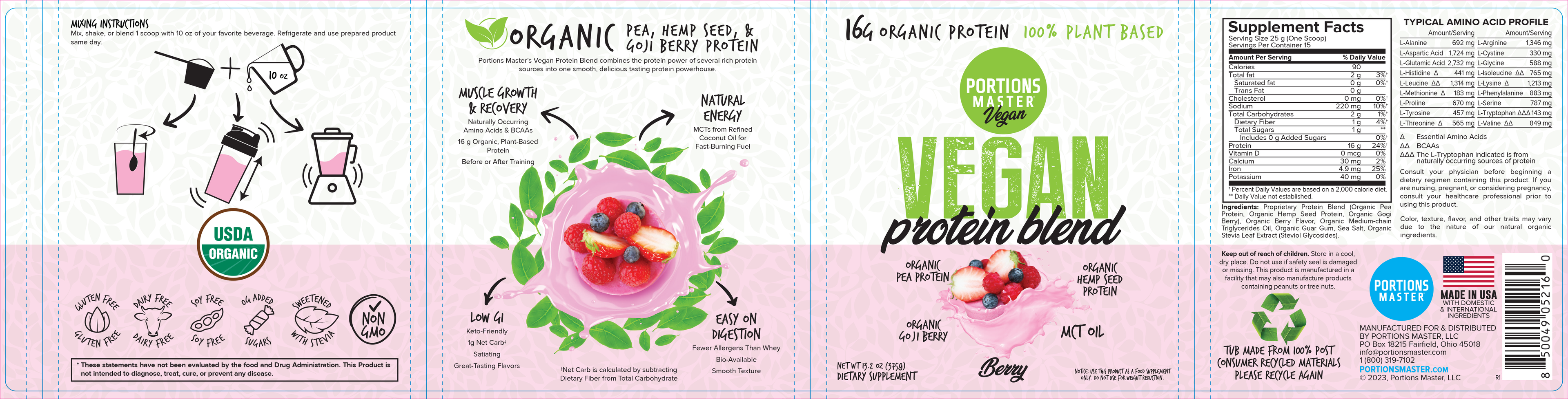 Portions Master Vegan Protein Blend Berry