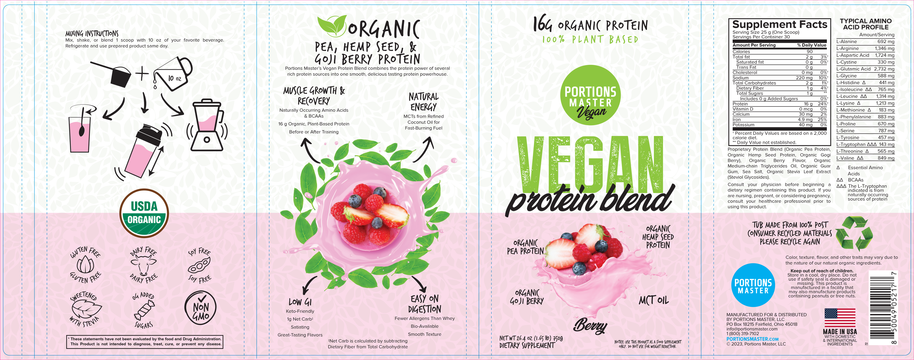 Portions Master Vegan Protein Blend Berry