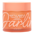 Softly Simple Tallow Balm 2 oz in frosted glass jar, fragrance-free grass-fed beef tallow moisturizer for sensitive, dry and irritated skin, natural face and body balm with transparent background, clean skincare product packaging, moisturizing tallow cream for eczema-prone skin and daily hydration