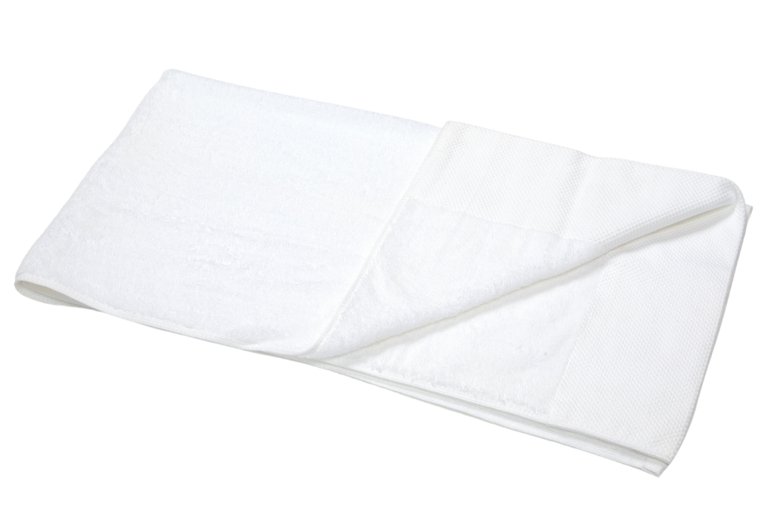 White cotton shower towel with a soft textured weave, neatly folded on a white background for hospital, maternity, travel, or everyday use.