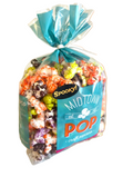 Bag of colorful popcorn with 'Spooky' and 'Midtown Pop' branding on a white background