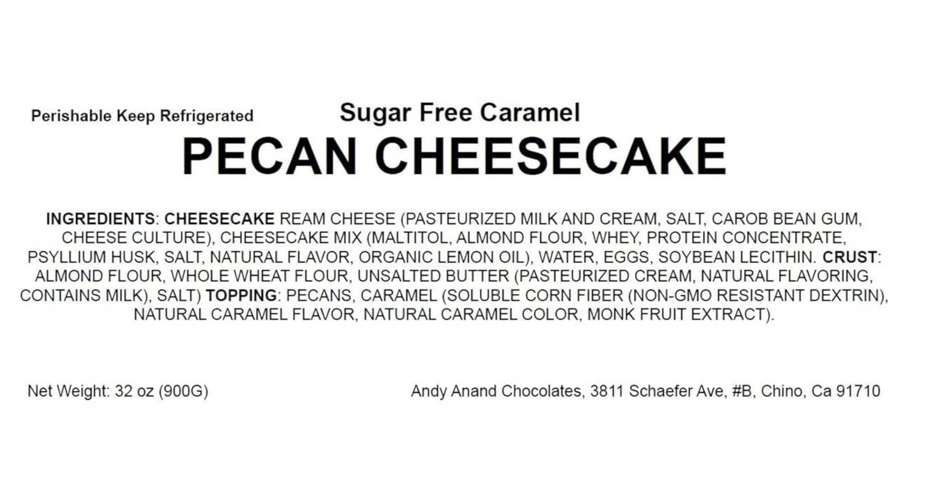 Andy Anand Sugar Free Pumpkin Pecan Cheesecake: Made with Pecans, Fresh Eggs & Cream, Soft Moist, Best Cheese Cake For Anniversary Celebrations & Dessert Lovers (2.4 lbs)
