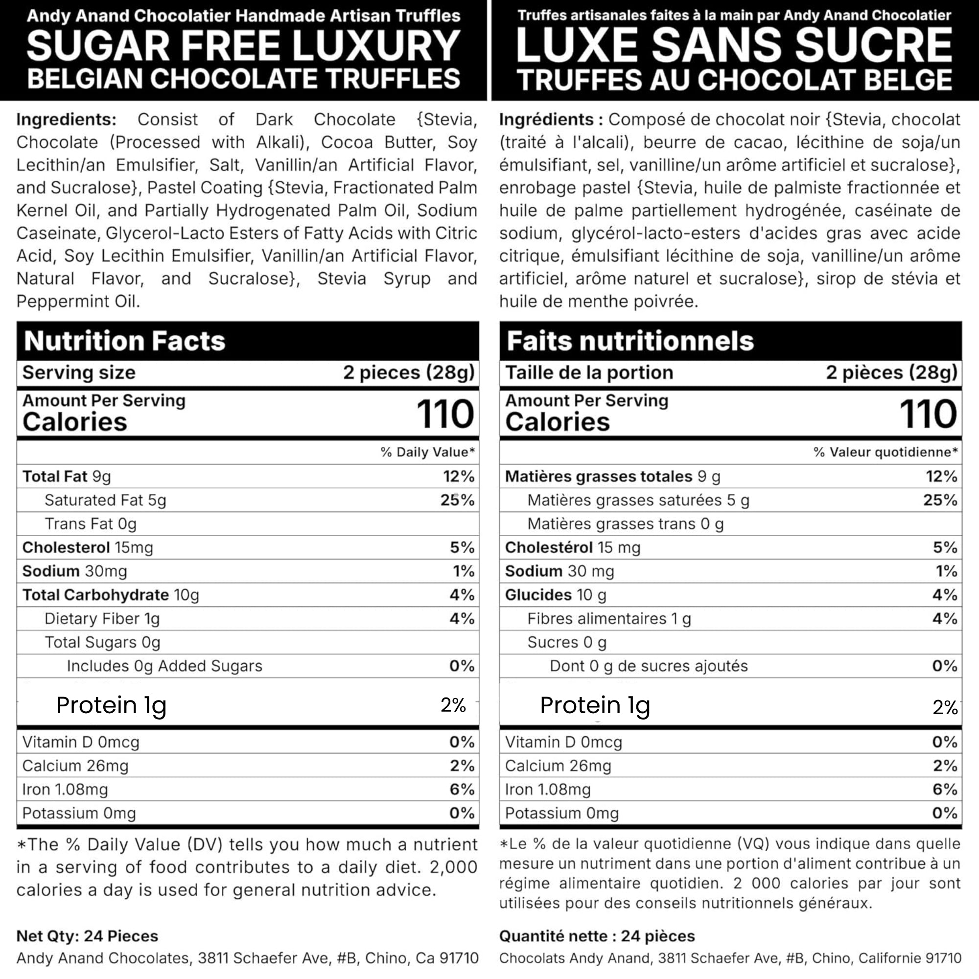 Andy Anand Sugar Free Belgian Chocolate Truffles – 15 Pc Luxury Assorted Flavors Gluten Free, 60% Cocoa Butter