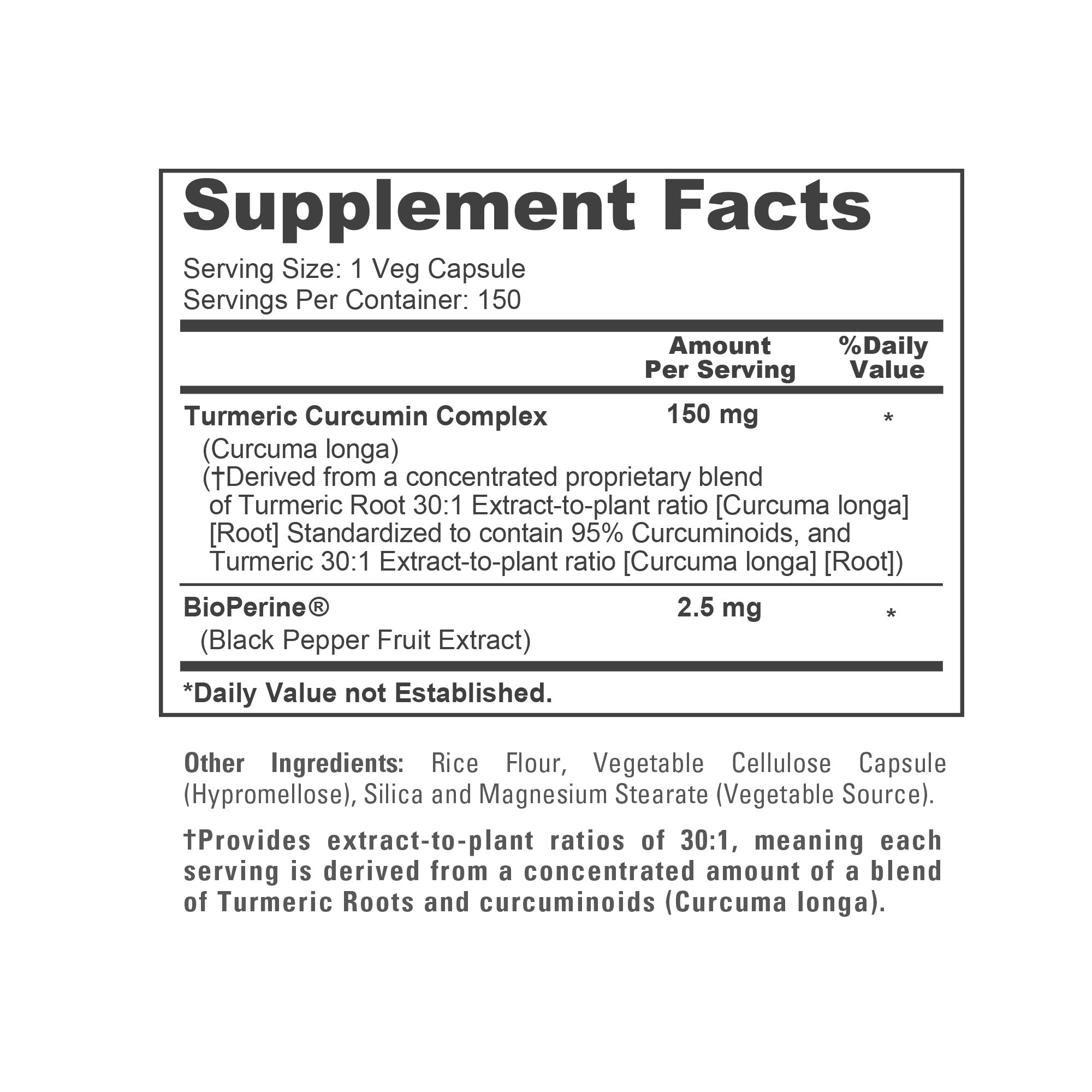 NusaPure Turmeric Curcumin Complex 150mg per caps, 150 caps, Non-GMO, Gluten-Free, & Bioperine