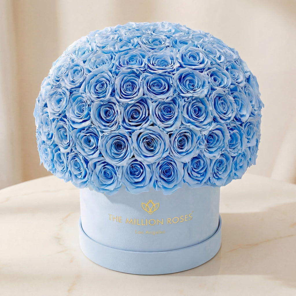 Supreme Light Blue Suede Superdome Box | Light Blue Roses