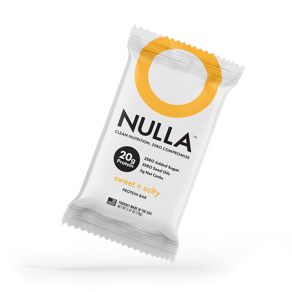 NULLA protein bar packaging on a white background