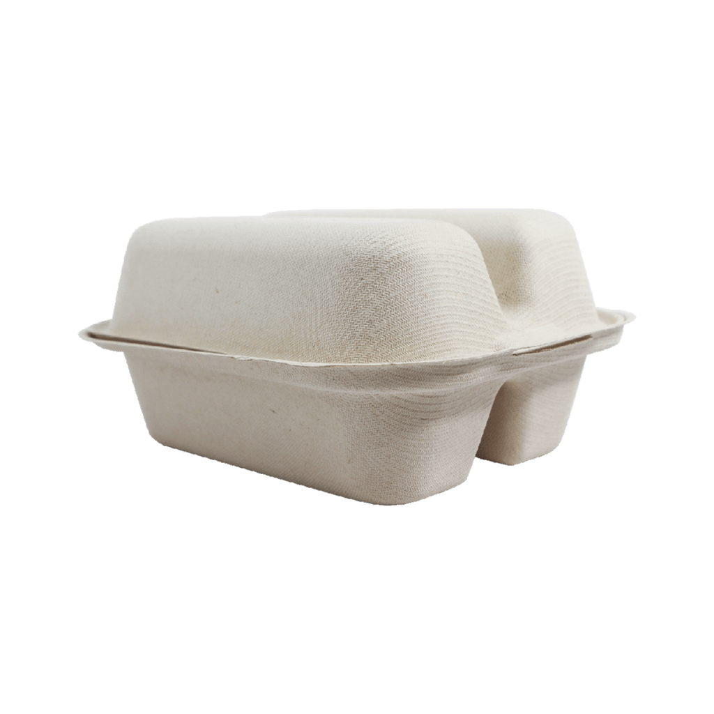 World Centric 8 x 5 x 3 in Fiber Taco Box 2-Compartment Compostable Takeout Container (QTY 300), SKU TO-SC-T2-LFS