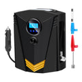 12V DC 150 PSI digital tire inflator air compressor with LCD display, portable car tire pump, power cord and inflation nozzle attachments. Tire Inflator 12V DC 100W 150PSI Digital Tire Pump w/LCD Display Electric Air Compressor Pump 20L/Min Air Flow
