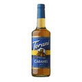 Torani Sugar Free Caramel Syrup bottle on a white background. Premium sugar-free coffee syrup for espresso, lattes, iced coffee, cocktails, desserts, and baking. Clean product image with recyclable packaging. Available from a female-owned brand committed to clean beauty values, vegan-friendly selections, cruelty-free standards, paraben-free, gluten-free, and natural ingredient collections.