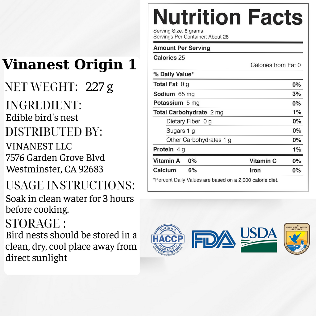 Vinanest Bird’s Nest Origin 1 (Chân Yến Sợi) 227GR