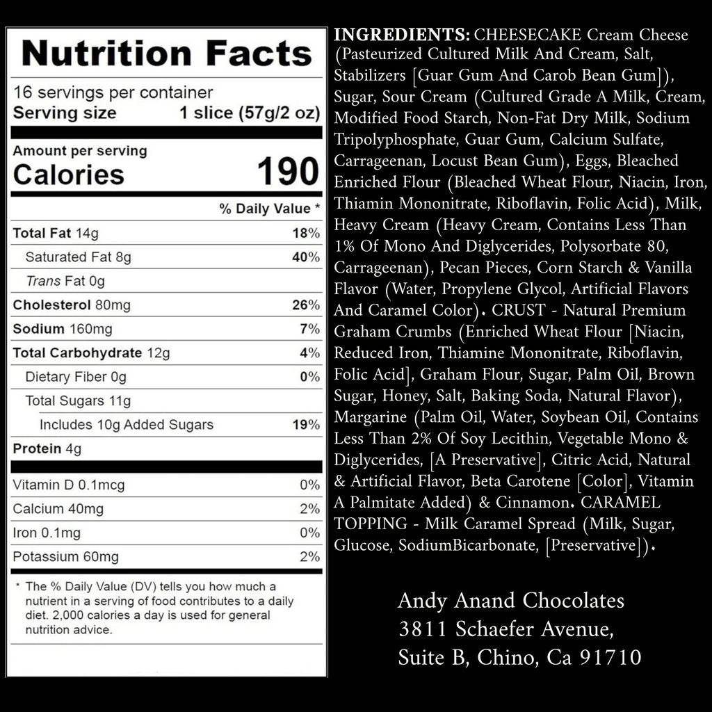 Andy Anand Sugar-Free Turtle Cheesecake near me 9" | Diabetic-Friendly, Creamy & Delicious with Real California Cream Cheese | Handmade & Natural Ingredients