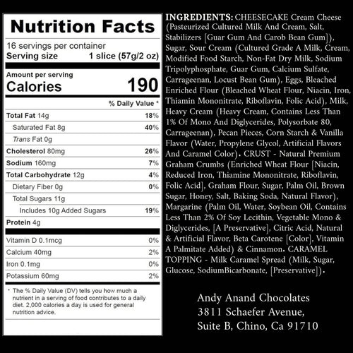 Andy Anand Sugar-Free Turtle Cheesecake near me 9" | Diabetic-Friendly, Creamy & Delicious with Real California Cream Cheese | Handmade & Natural Ingredients