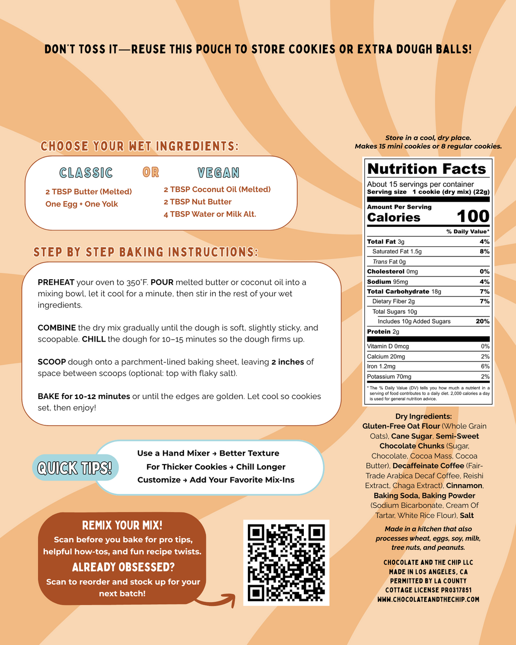 The Original Chocolate Chip | Gluten free & Vegan-friendly Cookie Mix