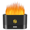 Black electronic device with flame effect on a white background