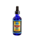 Blue bottle with a black cap on a white background