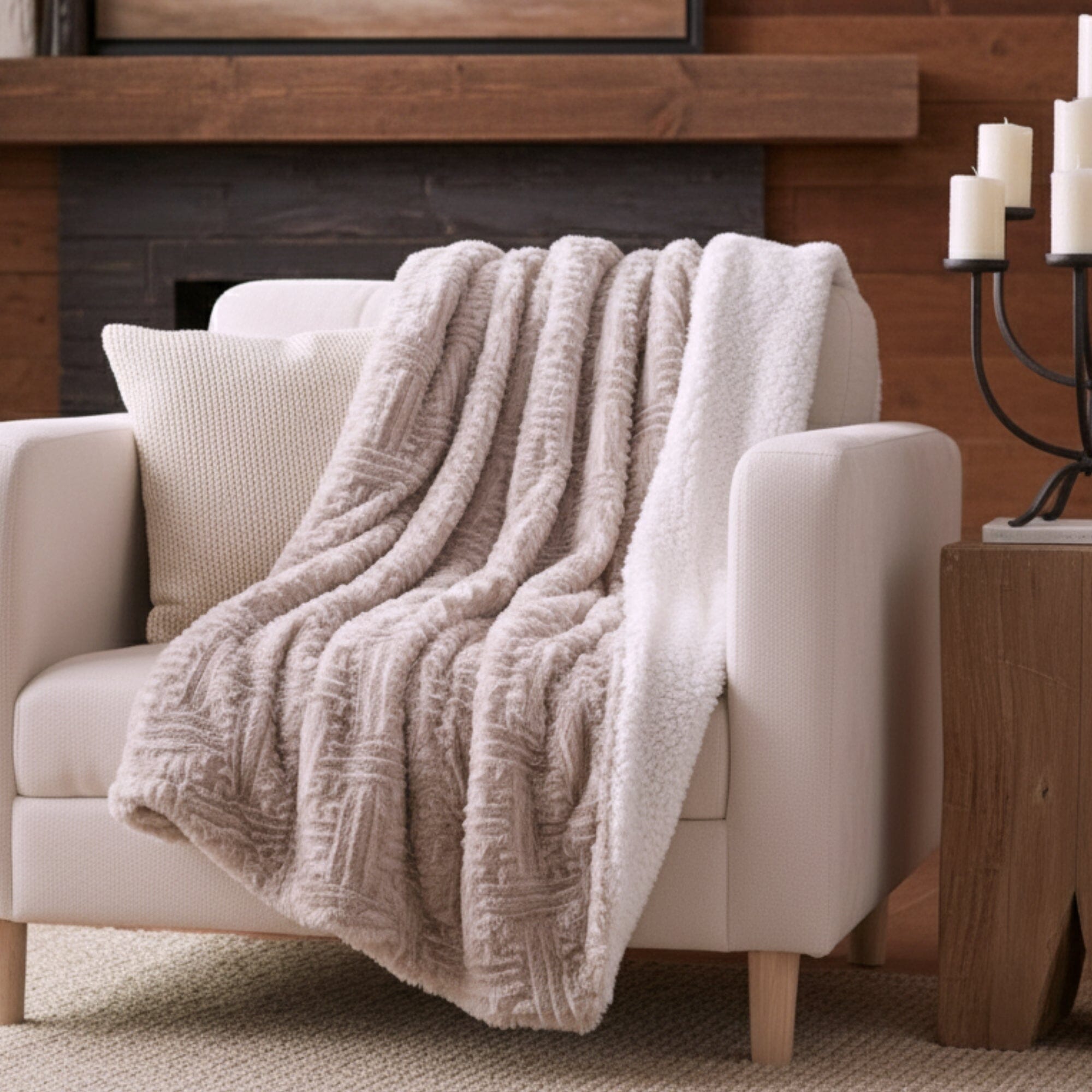 DaDalogy Lavender Grey Faux Fur Sherpa Throw Blanket