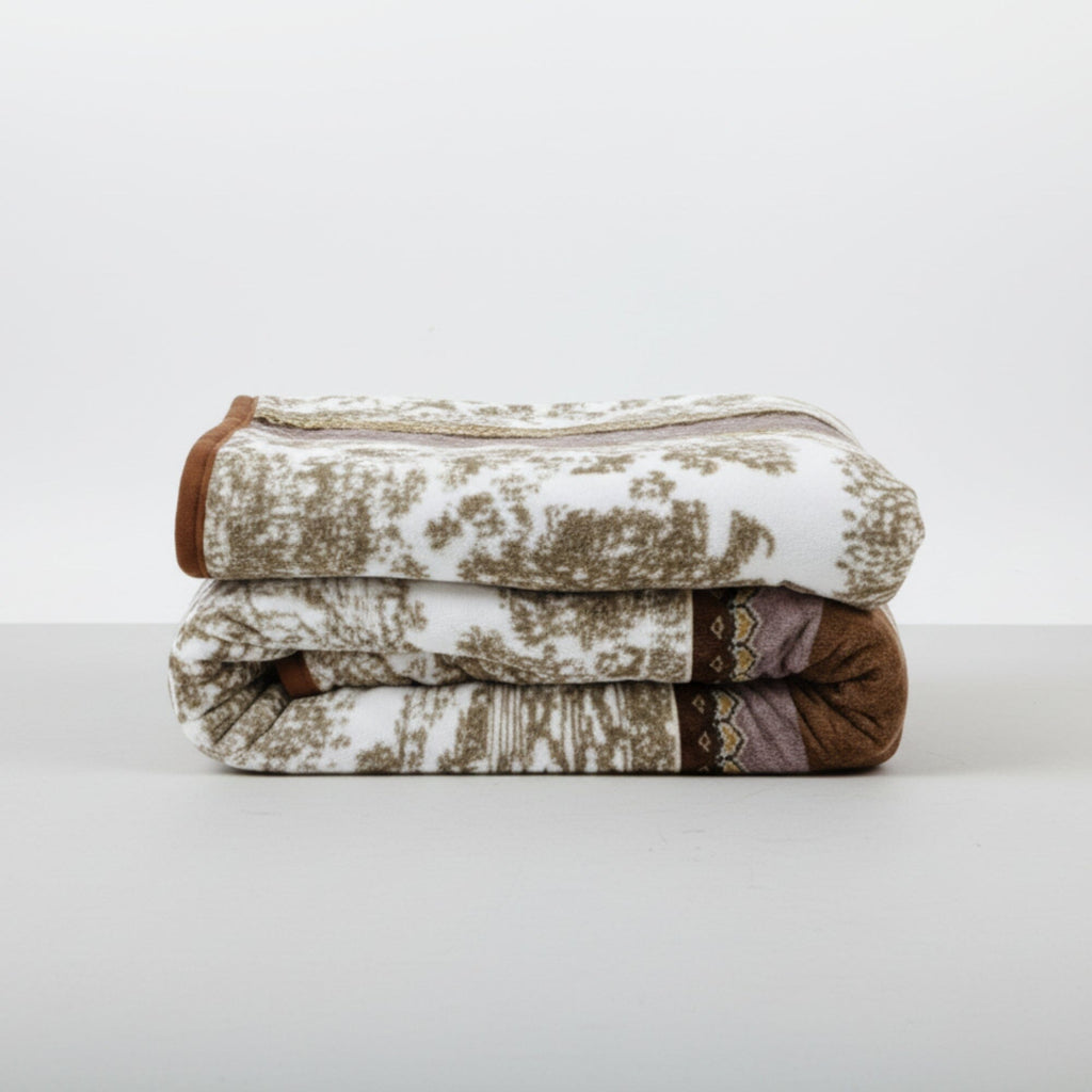 DaDa Bedding Elegant Twilight Lavender Brown Floral Flannel Mink Fleece Throw Blanket (XY9879)