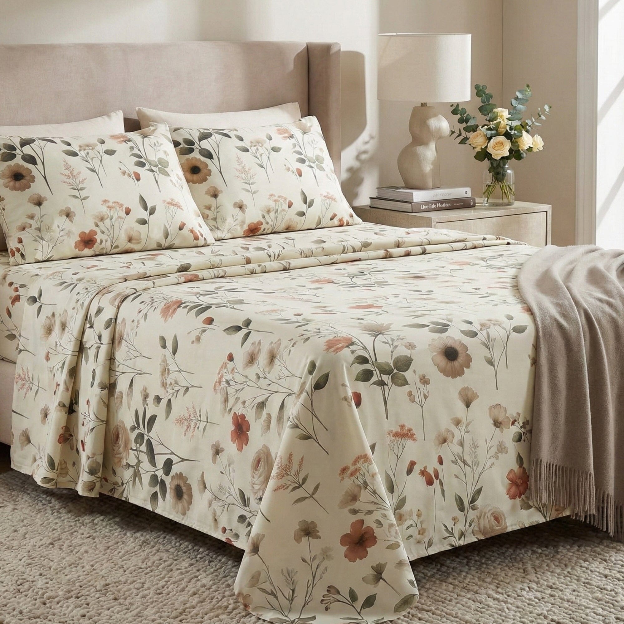DaDalogy Enchanted Meadow Floral Microfiber Sheet Set