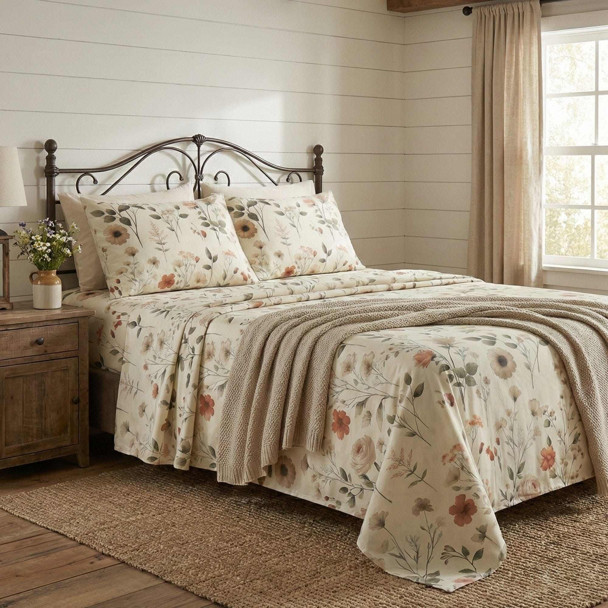 DaDalogy Enchanted Meadow Floral Microfiber Sheet Set