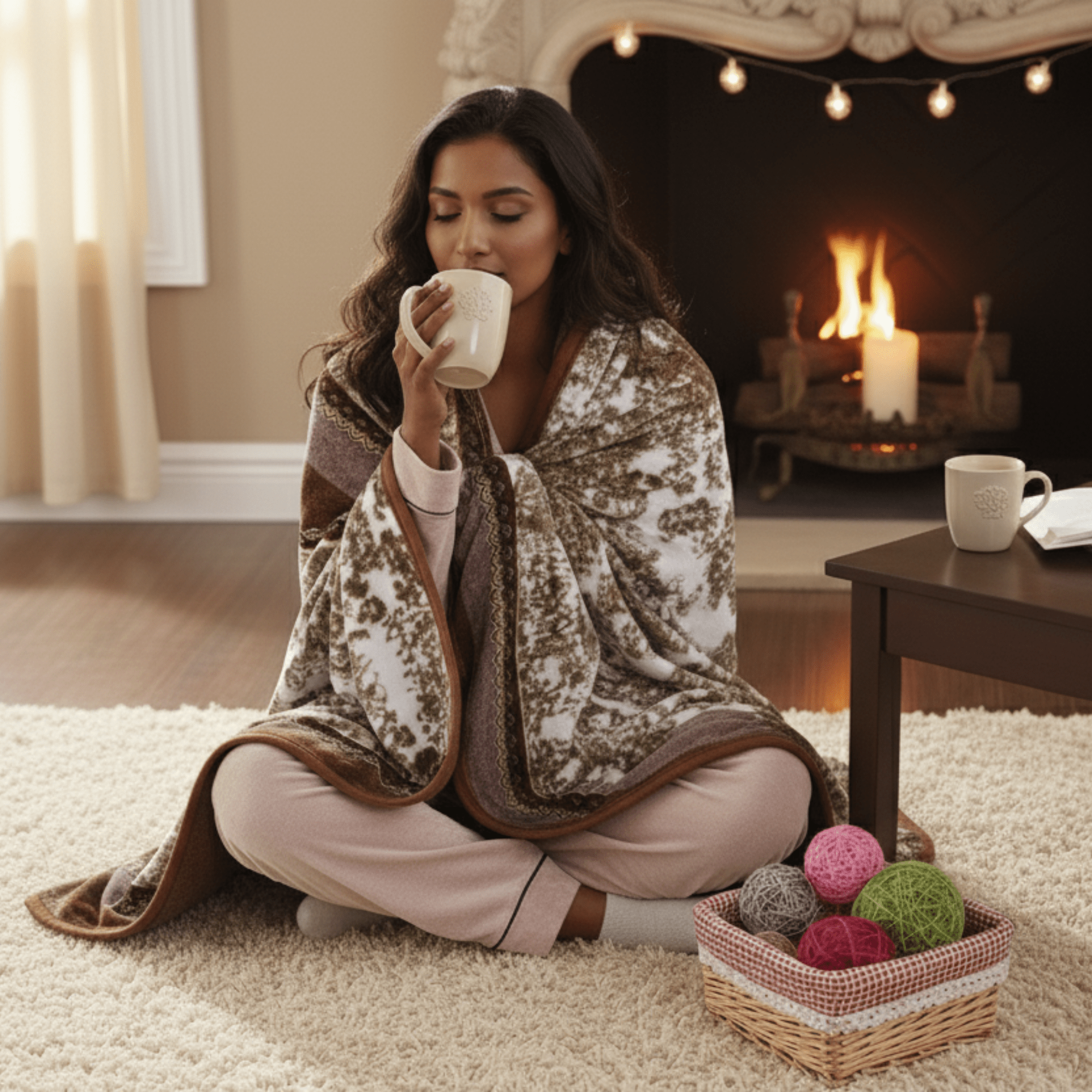 DaDa Bedding Elegant Twilight Lavender Brown Floral Flannel Mink Fleece Throw Blanket (XY9879)