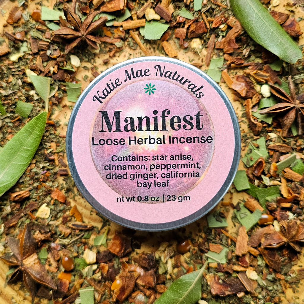 Manifest Herbal Incense – Cinnamon Bay Leaf Ritual Blend for Abundance, Intention & Positive Energy