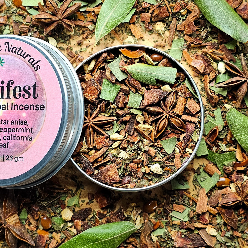 Manifest Herbal Incense – Cinnamon Bay Leaf Ritual Blend for Abundance, Intention & Positive Energy