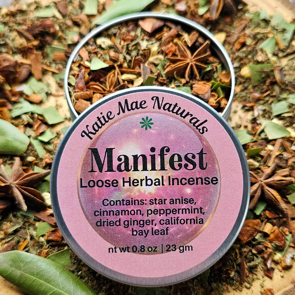 Manifest Herbal Incense – Cinnamon Bay Leaf Ritual Blend for Abundance, Intention & Positive Energy