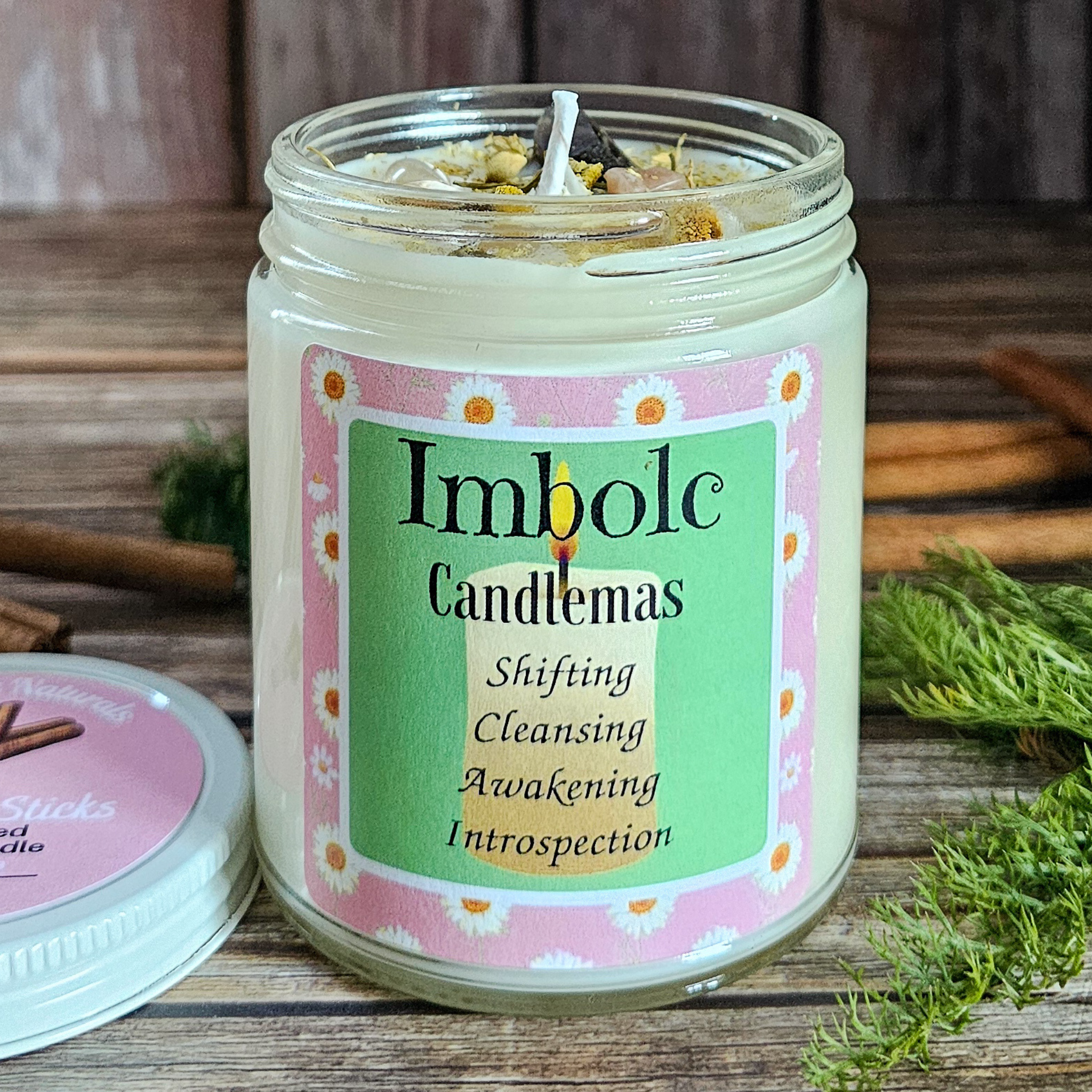 Imbolc Ritual Candle – Cinnamon Spice Soy Candle for Renewal, Cleansing & New Beginnings