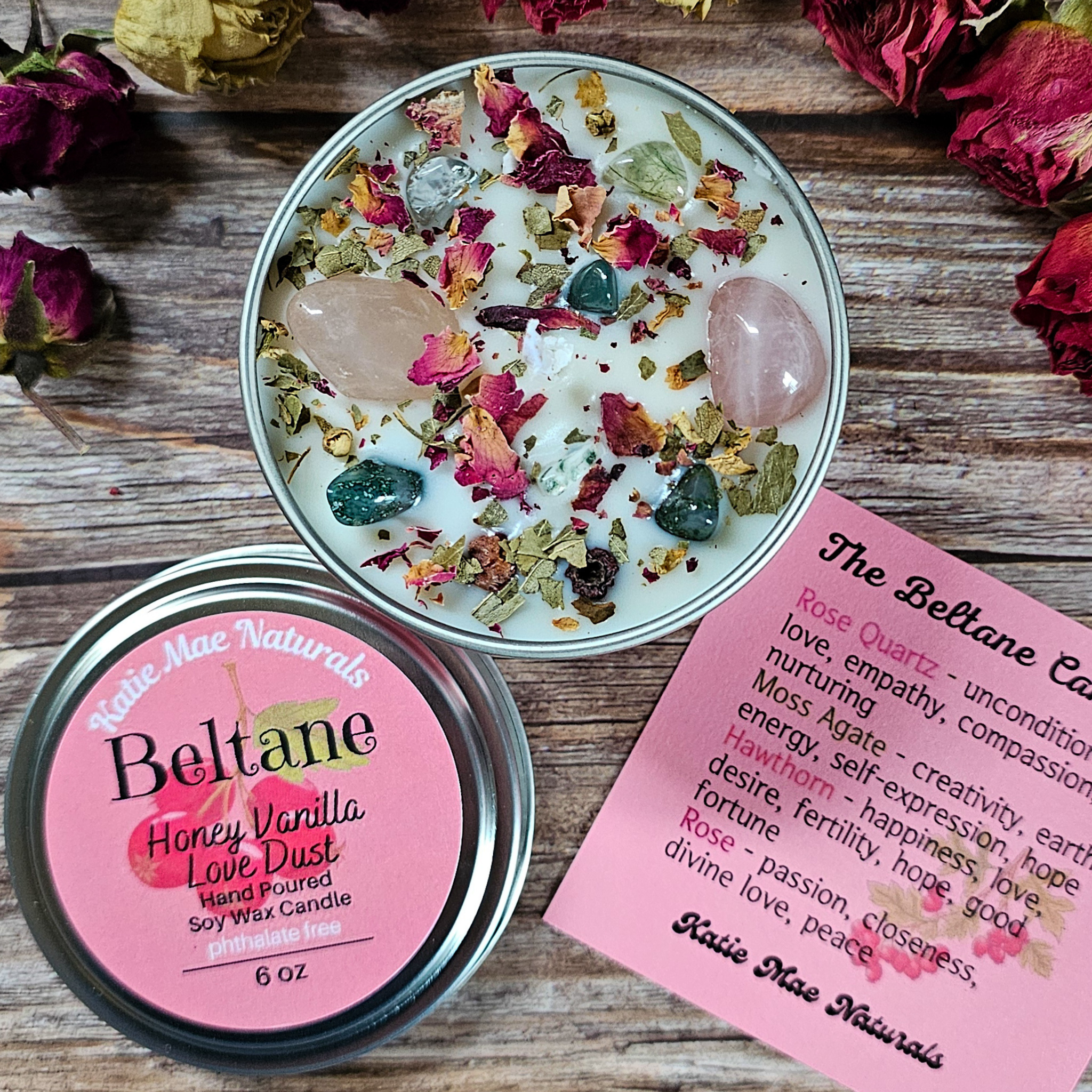 Beltane Ritual Candle – Honey Vanilla Floral Soy Candle for Passion, Love & Spring Renewal