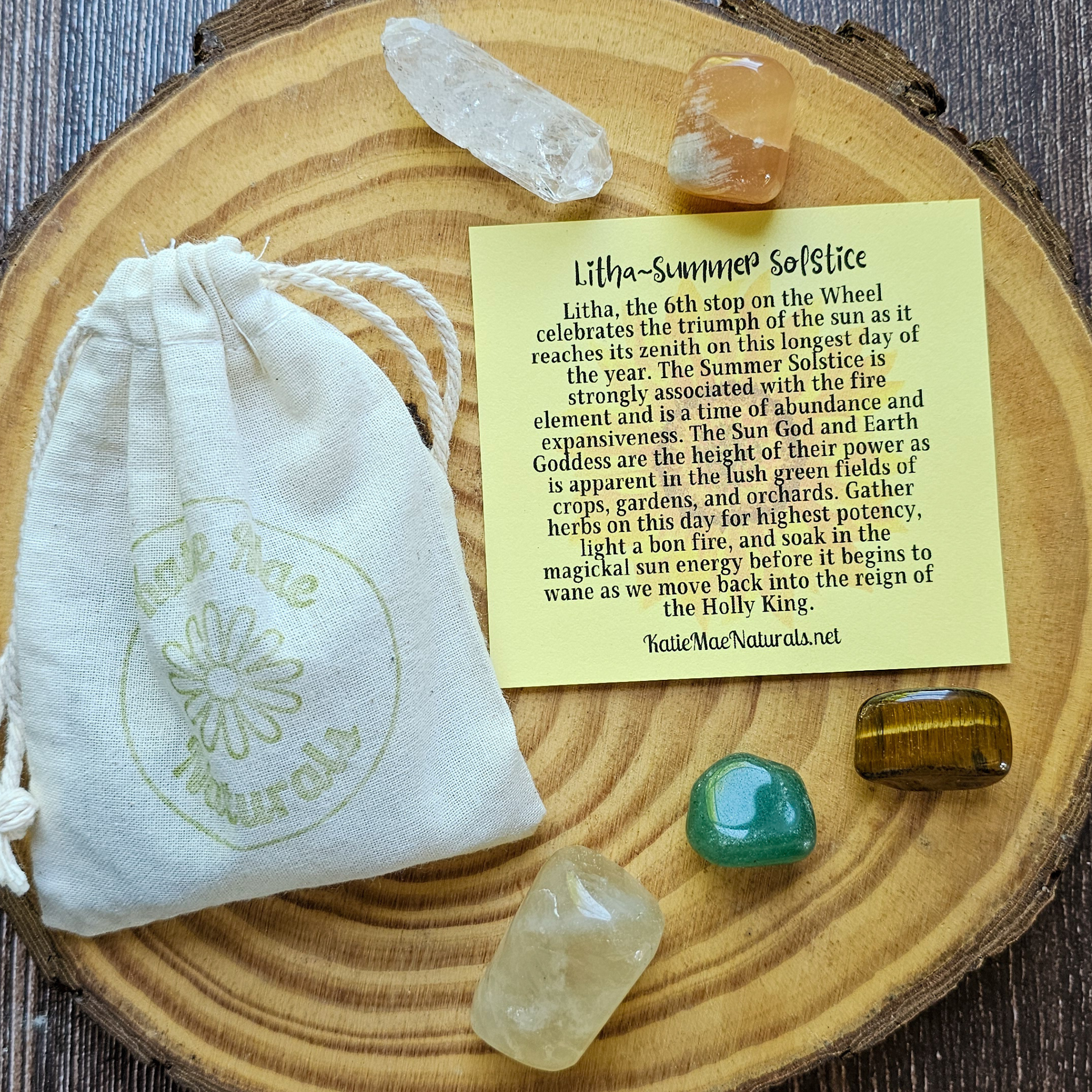 Litha Gemstone Set – Summer Solstice Crystal Collection for Joy, Growth & Solar Energy