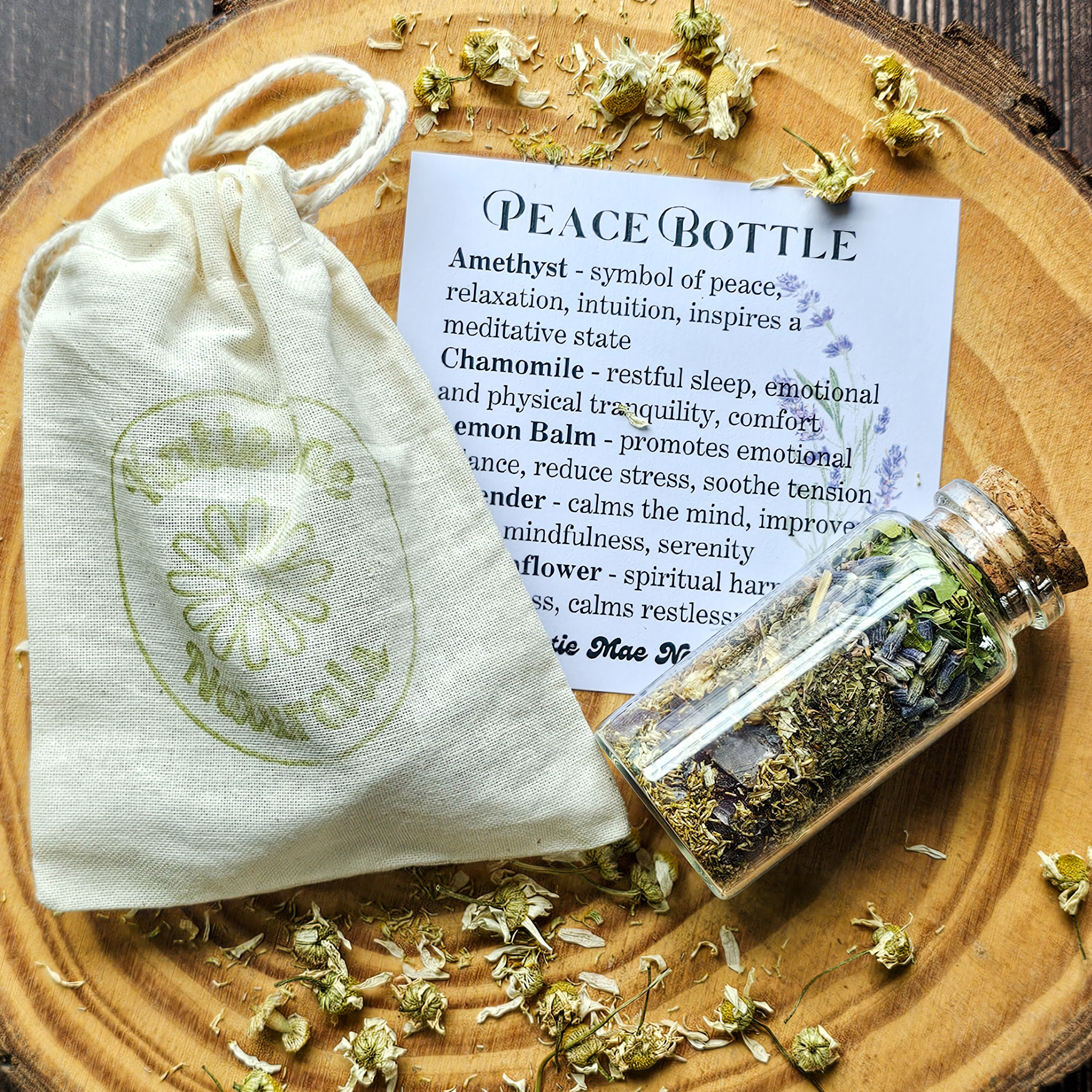Peace Spell Bottle, Intention Setting for Relaxation and Calm