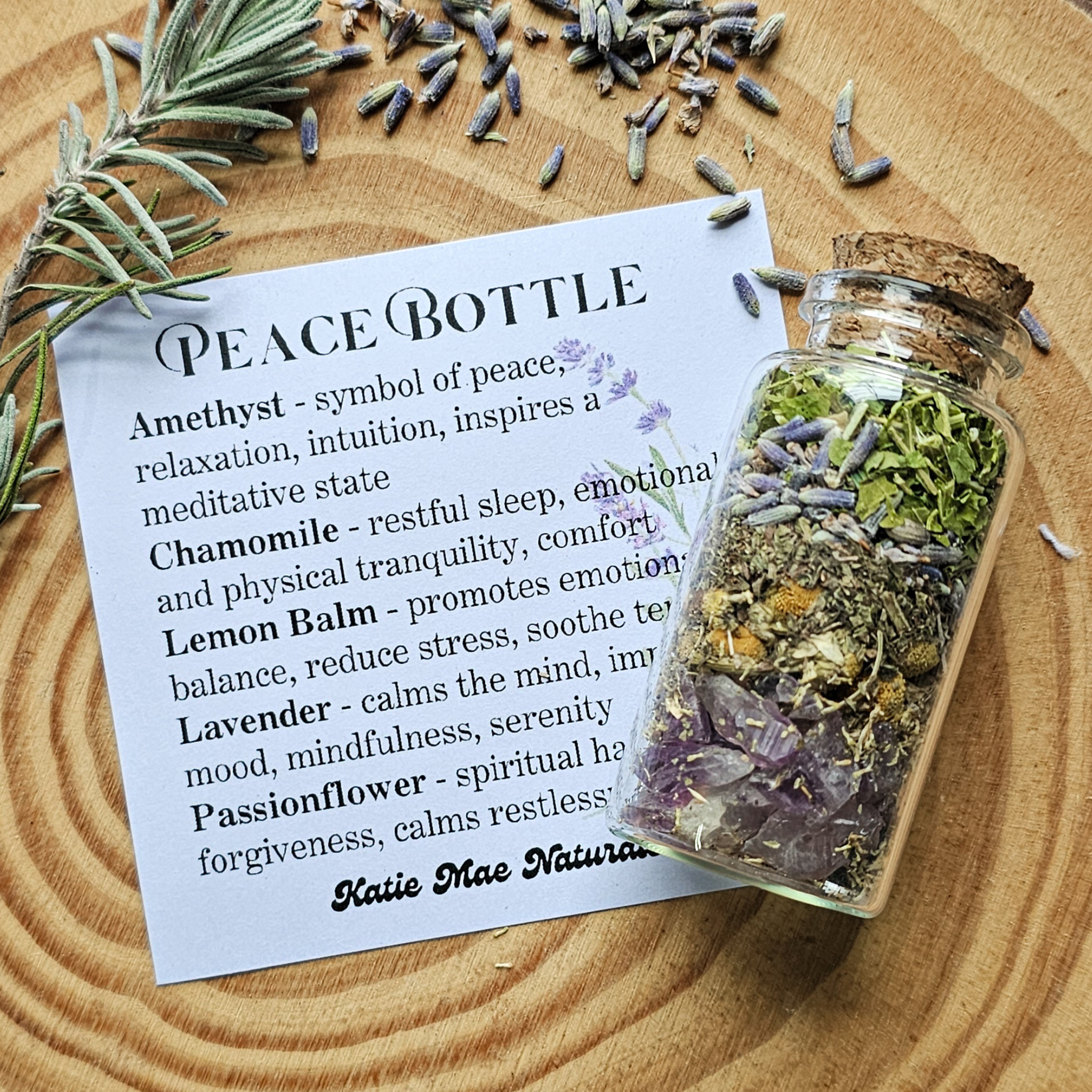 Peace Spell Bottle, Intention Setting for Relaxation and Calm