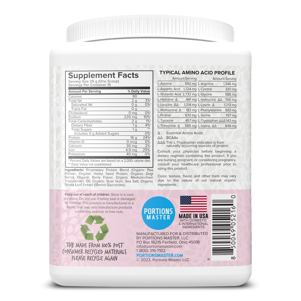 Portions Master Vegan Protein Blend Berry