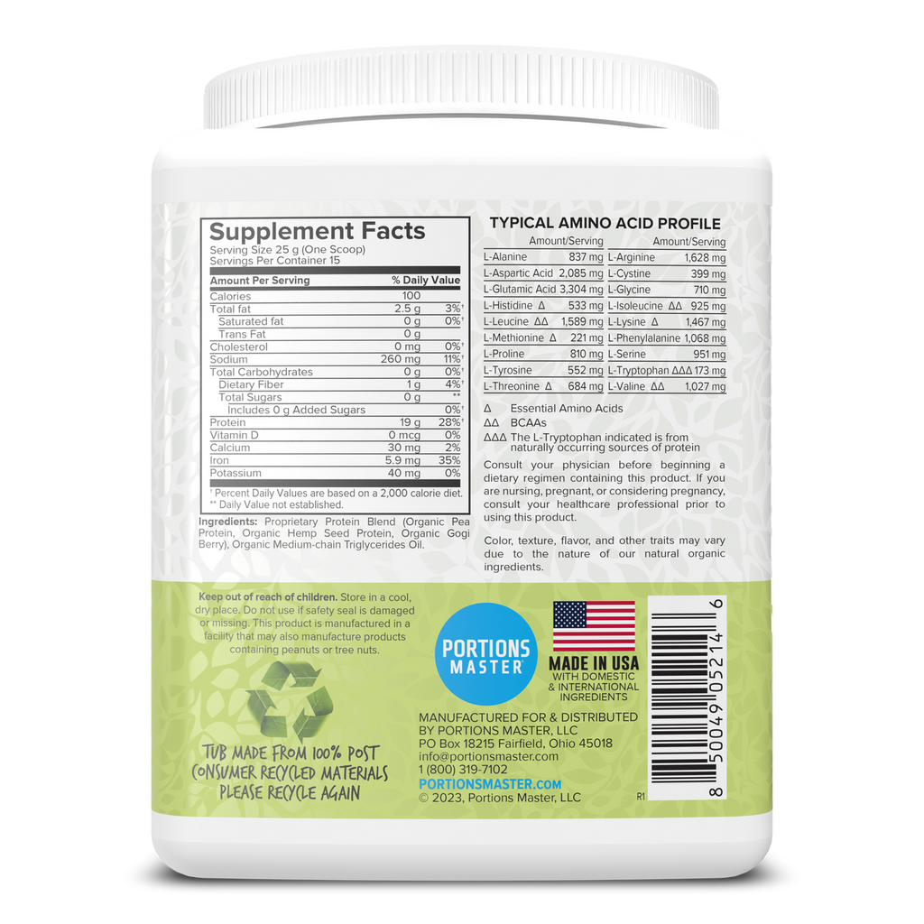 Portions Master Vegan Protein Blend Unflavored