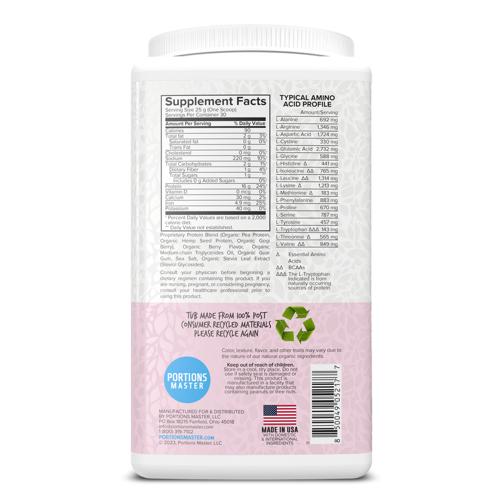 Portions Master Vegan Protein Blend Berry