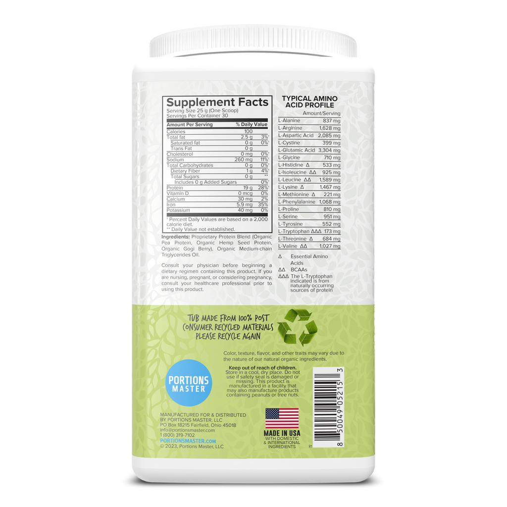 Portions Master Vegan Protein Blend Unflavored
