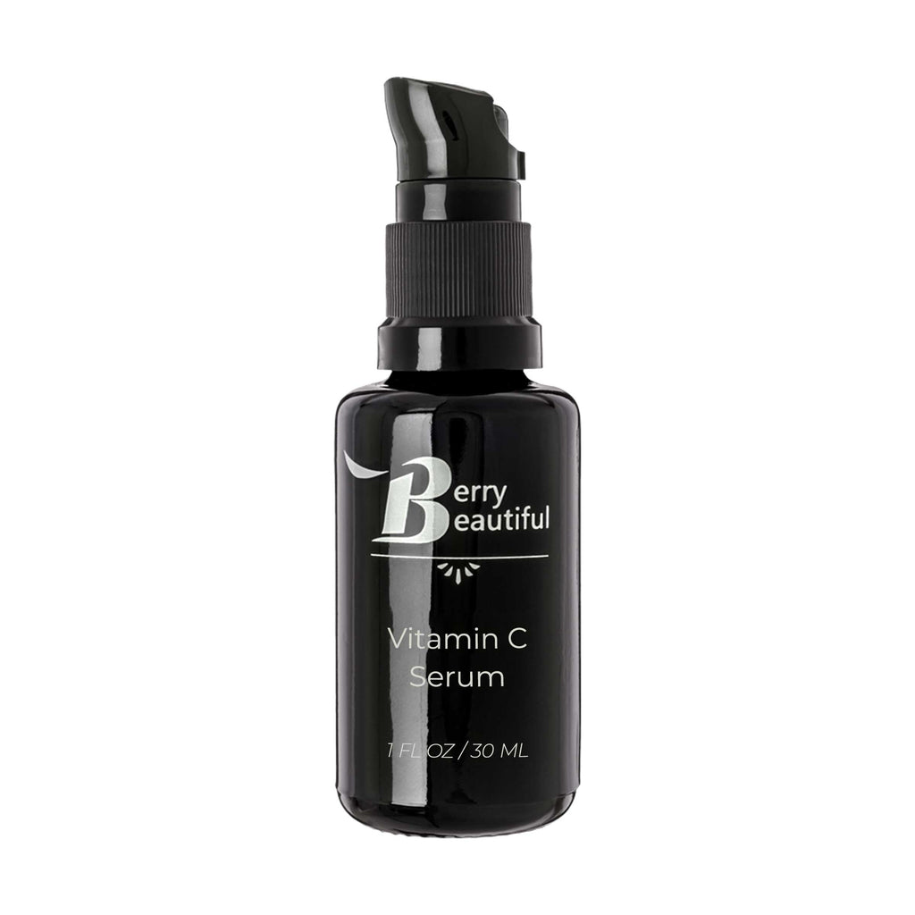 Vitamin C Serum Pump Bottle with dropper labeled 'INK VELVET 02' on a white background. 1 FL OZ / 30 ML serum pump bottle