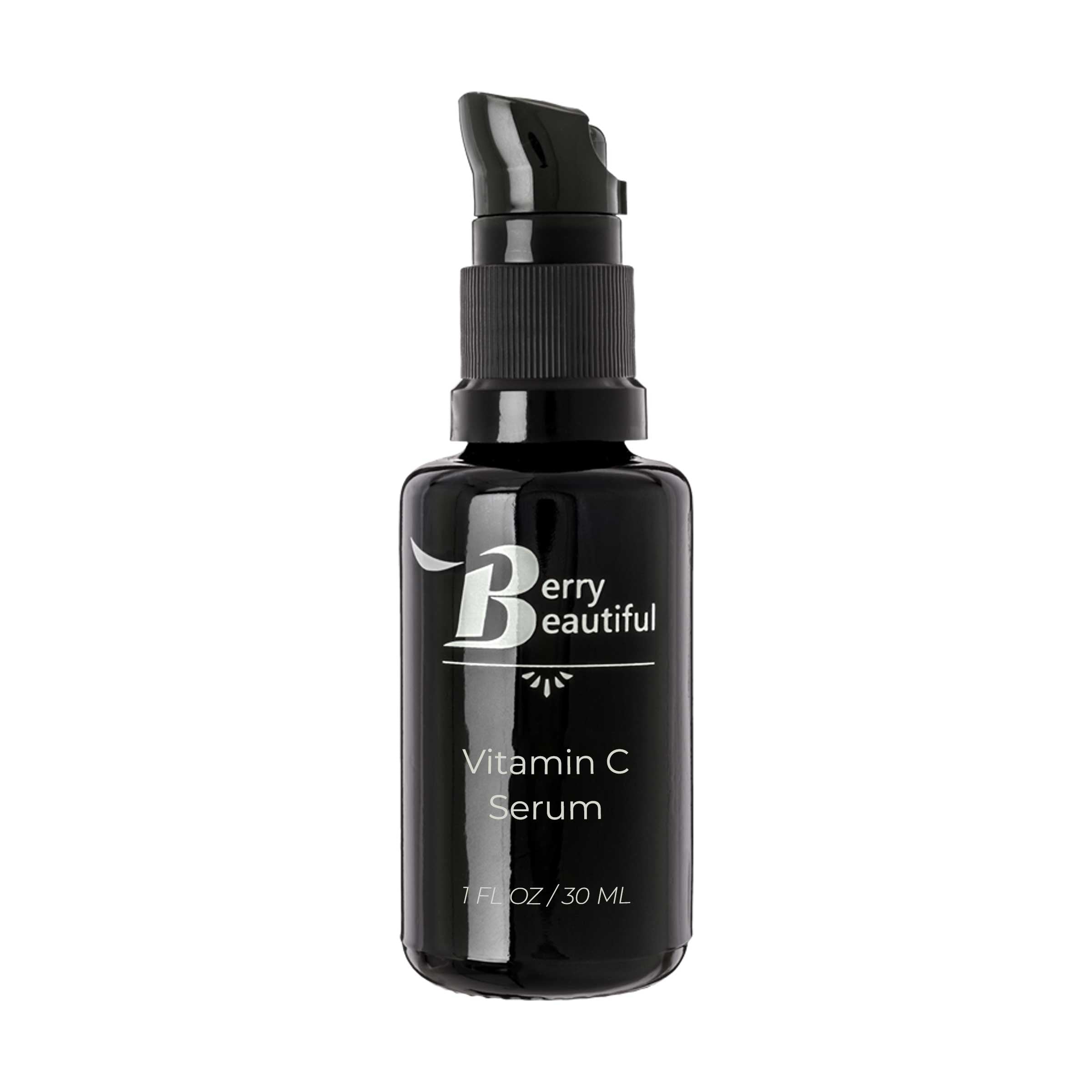 Vitamin C Serum Pump Bottle with dropper labeled 'INK VELVET 02' on a white background. 1 FL OZ / 30 ML serum pump bottle