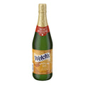 Welch's Non-Alcoholic Sparkling Crisp Apple Juice Cocktail bottle with gold foil neck and cap on a white background.