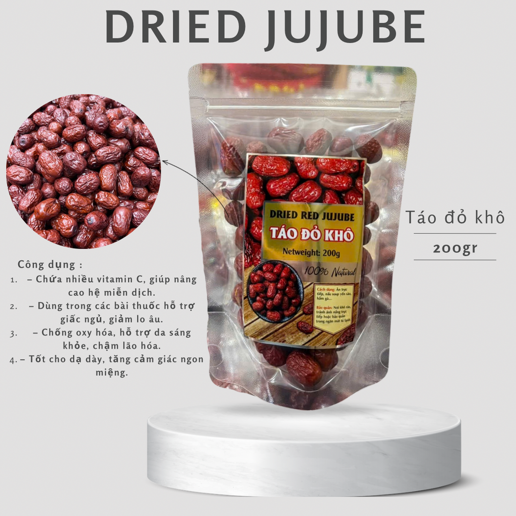 DRIED JUJUBE (TÁO ĐỎ KHÔ) 200GR