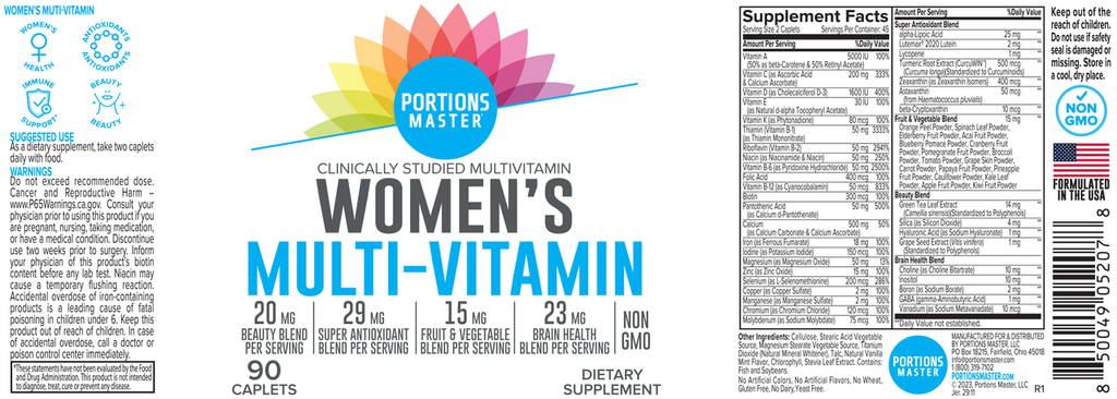 Portions Master Women's Multi-Vitamin (90 Count)