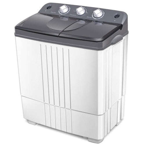 White and gray washing machine on a white background